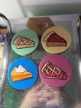 Custom hand painted fall pie coaster set